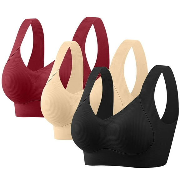GaThRRgYP Quick-Dry Bra for Travel Lightweight,3pcs Women Fashion Sports Bra Underwear Bra Everyday Underwear Red L
