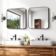 thumbnail image 3 of VONIGEE 18x18 Inch Black Bathroom Mirror, Large Rectangular Wall Mounted Vanity Mirror with Metal Frame Rounded Corner, Matte Black Decorative Mirror for Bedroom, Living Room, Entryway, 3 of 7