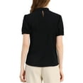 thumbnail image 4 of Allegra K Women's Keyhole Short Puff Sleeves Mock Neck Casual Blouses, 4 of 7