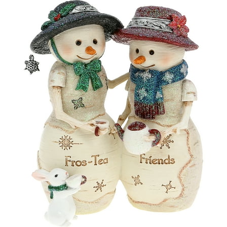 Pavilion Gift Company - Fros-Tea Friends - 4.5" Snowcouple Holding Teapot with Bunny