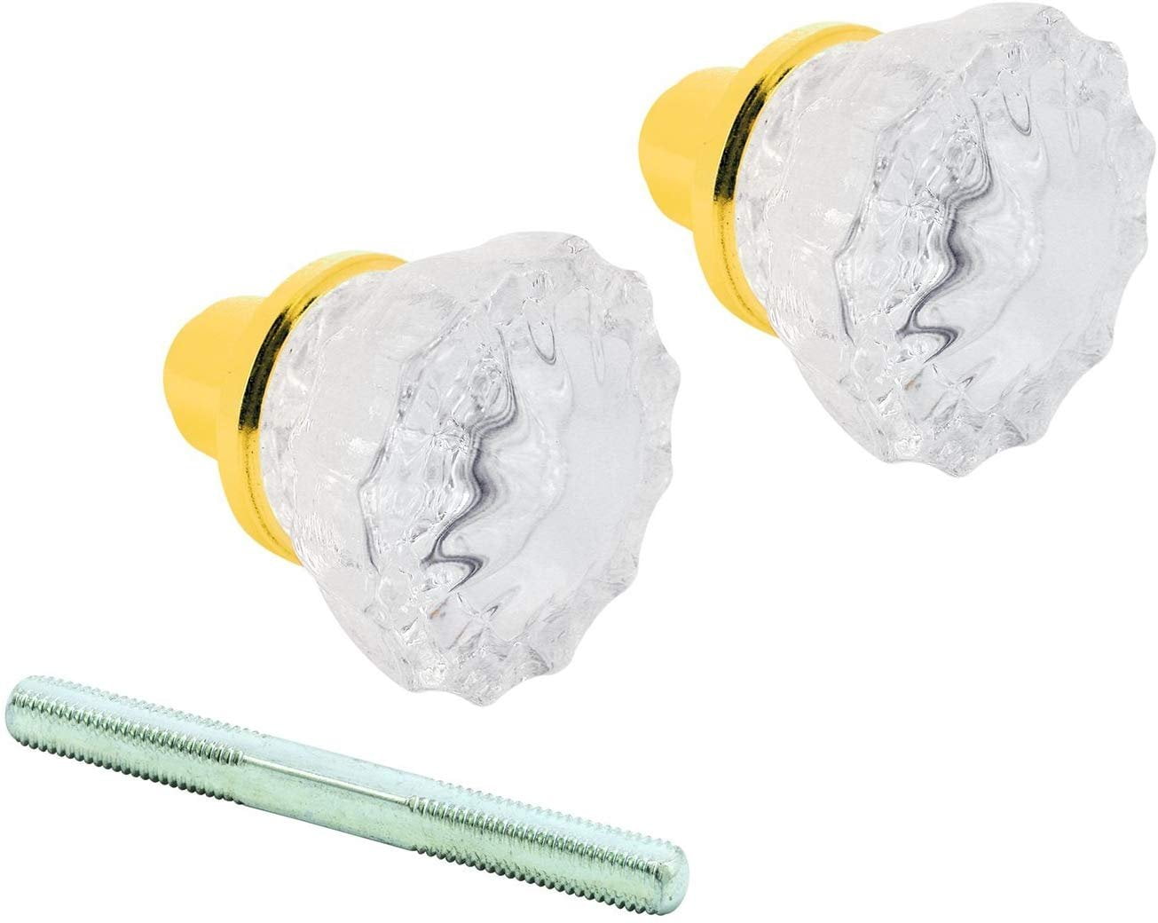 Defender Security E 2279 Mortise Style Fluted Glass Door Knobs - Perfect for Replacing Broken Antique Lock Sets on Interior Doors, Features 2 Outside Diameter Knobs Brass Plated