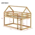 thumbnail image 2 of Harper & Bright Designs House Shaped Bunk Bed Twin over Twin with ladder, Wood Floor Bunk Bed Frame with Guardrails, White+Oak, 2 of 10
