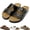 Black, variant on Unisex Flat Sandals Cork Footbed Slides for Women and Men, Arch Support Slip On Summer Outdoor Sandals with 2 Straps Adjustable Buckle +Comfort Shoes