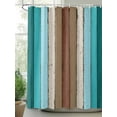 thumbnail image 3 of Aqua Teal Waterproof Fabric Shower Curtain, Farmhouse Wood Grain Vintage Brown Striped Shower Curtain for Bathroom Curtains Bathtubs Hotel Washable Shower Curtains with 12 Hooks Stall 48x72in, 3 of 6