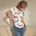 thumbnail image 3 of Saiise Grenouillère à Manches Courtes pour Femmes Motif Teckel Chien Chiot, Pyjama à Col Rond, Justaucorps Extensible avec Fermeture à Boutons-Pression - Grand, 3 of 7