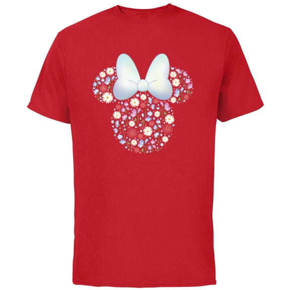Disney Minnie Mouse April Birth Month Birthstone & Flowers - Short Sleeve Cotton T-Shirt for Adults - Customized-Red