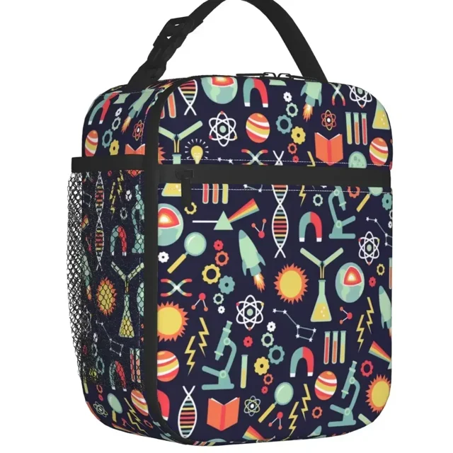 Back To School Arts Crafts Pattern Thermal Insulated Lunch Bag Women Resuable Lunch Tote for School Multifunction Food Box