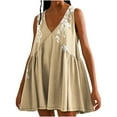 thumbnail image 2 of Robes pour Femmes, Mode Féminine Été Décontractée Ample Imprimée Sans Manches Robe Col en V, 2 of 5