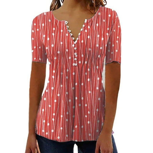 Blusa de manga corta para mujer, diseño de botones ajustado, Top de verano para mujer para el trabajo, compras y citas