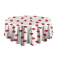 thumbnail image 5 of Red Strawberry Plants Fruit White Pattern Round Tablecloth 60"x60",Wrinkle Wipeable Table Cloth for Kitchen Dining Room Picnic Patio Party, 5 of 6