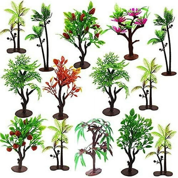 LYTIVAGEN Upgrade Trees for Cake and Cupcake Decorating Model Trees with Bases 21pcs 3"-5.5"/7.5-14 cmvHo Scale Trees Diorama Supplies for Crafts or Cake Topper