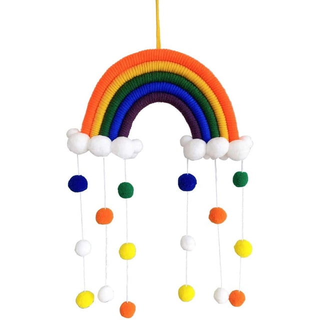 Rainbow Macrame Wall Hanging Home Decor Boho Room Decor Hand Woven Tapestry Kids Wall Decor (Ch5A-4) oso de fresa Electrónica