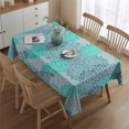 thumbnail image 2 of Turquoise Floral and Petal Pattern Rectangle Tablecloth 60"x84",Waterproof Polyester Rectangle Table Cloth, Wipeable Spillproof Polyester Tablecloth for Dining, Camping, Indoor and Outdoor, 2 of 5