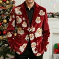 thumbnail image 5 of Donemore Men's Christmas Corduroy Jacket Color-Blocked Notched Lapels Long Sleeve Blazer with Pockets Ugly Christmas Coat, 5 of 7