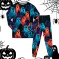 thumbnail image 2 of NOEGOEU Boys Girls Halloween Pajamas Kids Toddler Cute Graphic Long Sleeve Sleepwear Set 2-9Y (Dark Blue,2-3 Years), 2 of 7