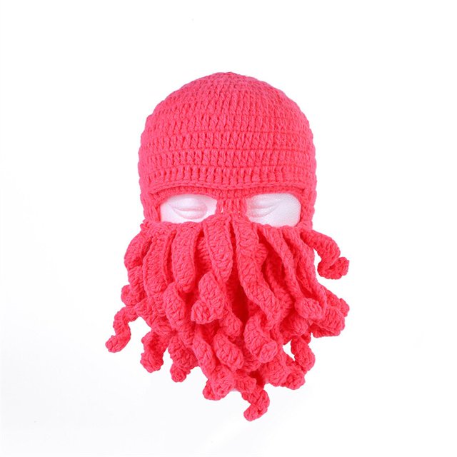 Sombrero de pasamontañas de lana de calamar, máscara de esquí de cara completa de pulpo, sombreros de invierno, máscara táctica de punto, casco de motocicleta de ciclismo, gorros hechos a mano