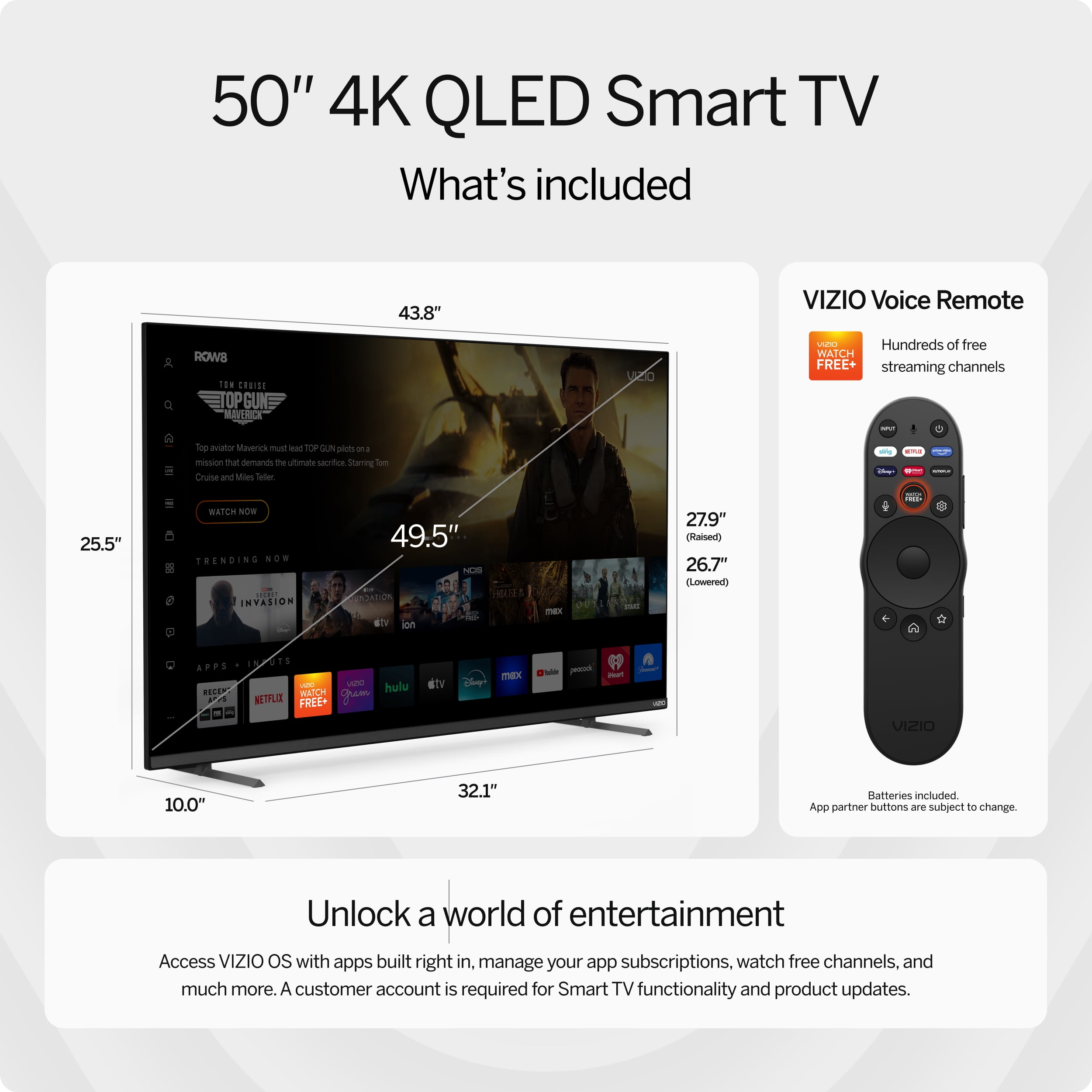 VIZIO 50" Class Quantum Pro 4K QLED HDR 120Hz Smart TV (M50QXM-K01)