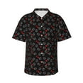 thumbnail image 1 of Balery Love Valentine's skull Camisas hawaianas de manga corta para hombre, camisas playeras de corte holgado, camisas de vacaciones con botones,Medium, 1 of 7