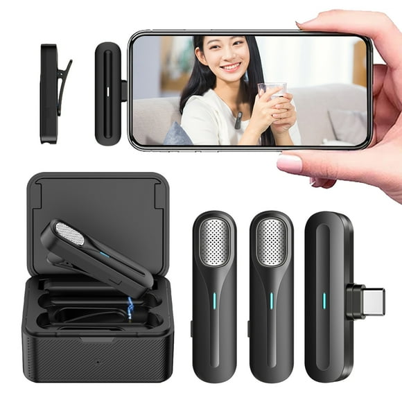 Noise Reduction Wireless Lavalier Microphone With Charger Box Mini Tie Lapel Recording Mic
