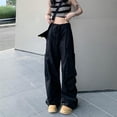 thumbnail image 6 of Trouser Yoga Pants for Women Baggy Cargo Streetwear Hip Hop Joggers Sweat Drawstring Casual Loose Wide Leg Womens Work Pants, 6 of 7