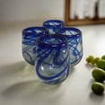 thumbnail image 3 of Mexican Stemless Wine Glass | Hand-Blown Blue Swirl (1Piece), 3 of 7