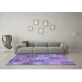thumbnail image 3 of Ahgly Company Machine Washable Indoor Square Patchwork Blue Transitional Area Rugs, 3' Square, 3 of 4
