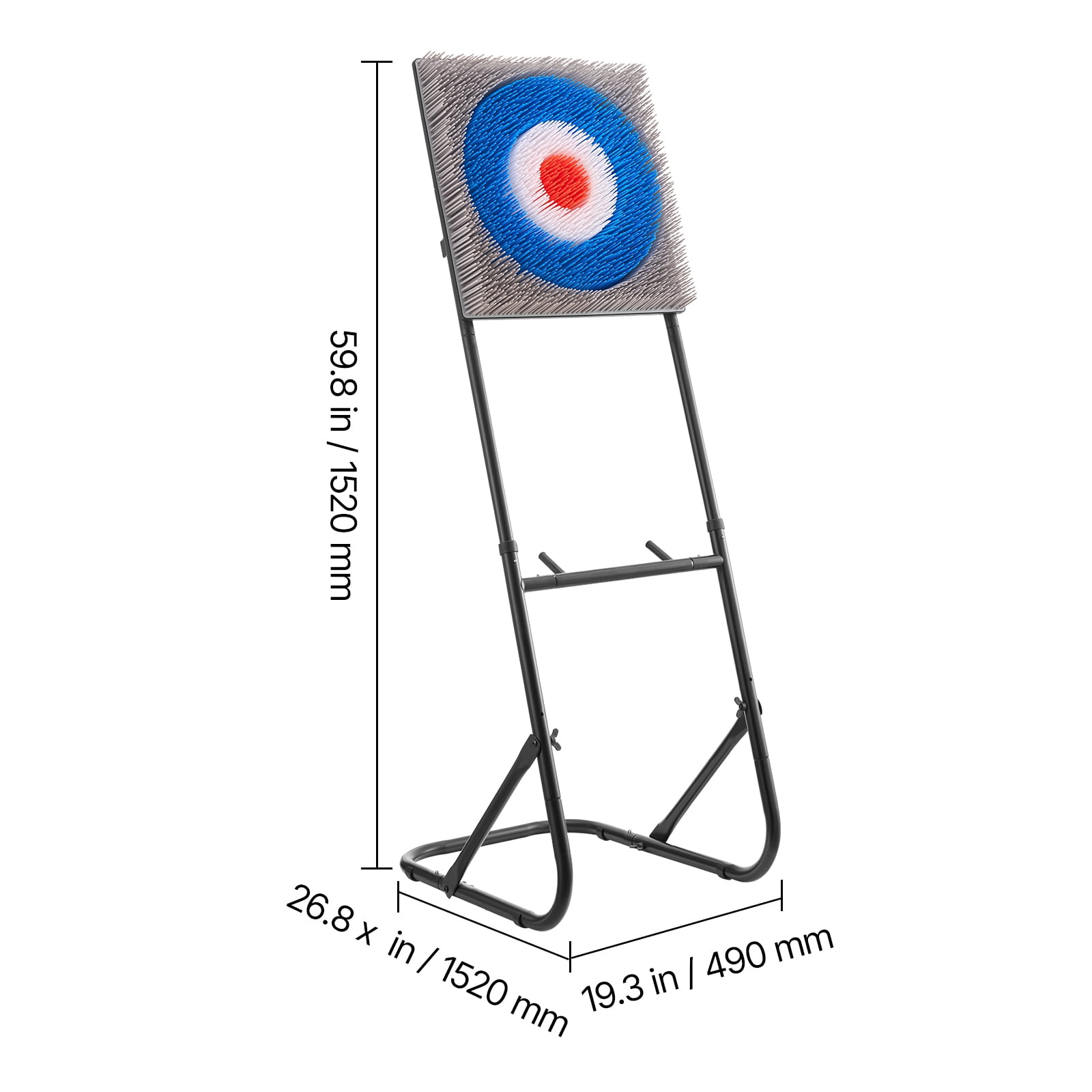 KFFKFF Axe Throwing Game Set with Plastic Bristle Target, Includes 8 Axes, Foldable Steel Frame for Easy Storage, Stable Design for Indoor and Outdoor Use, Perfect for Backyard, Yard, and Carnival