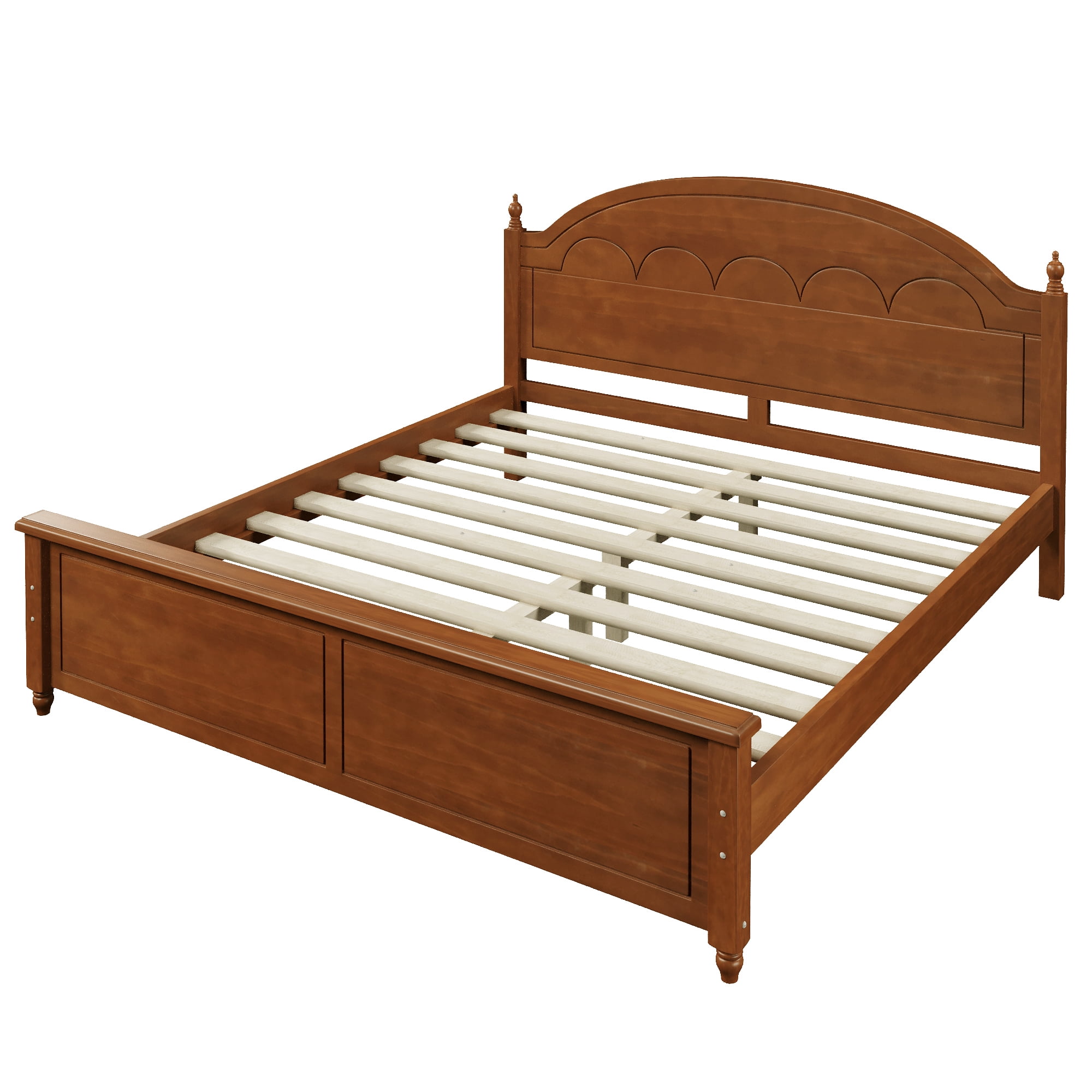 Euroco Wood Queen Size Platform Bed, Oak