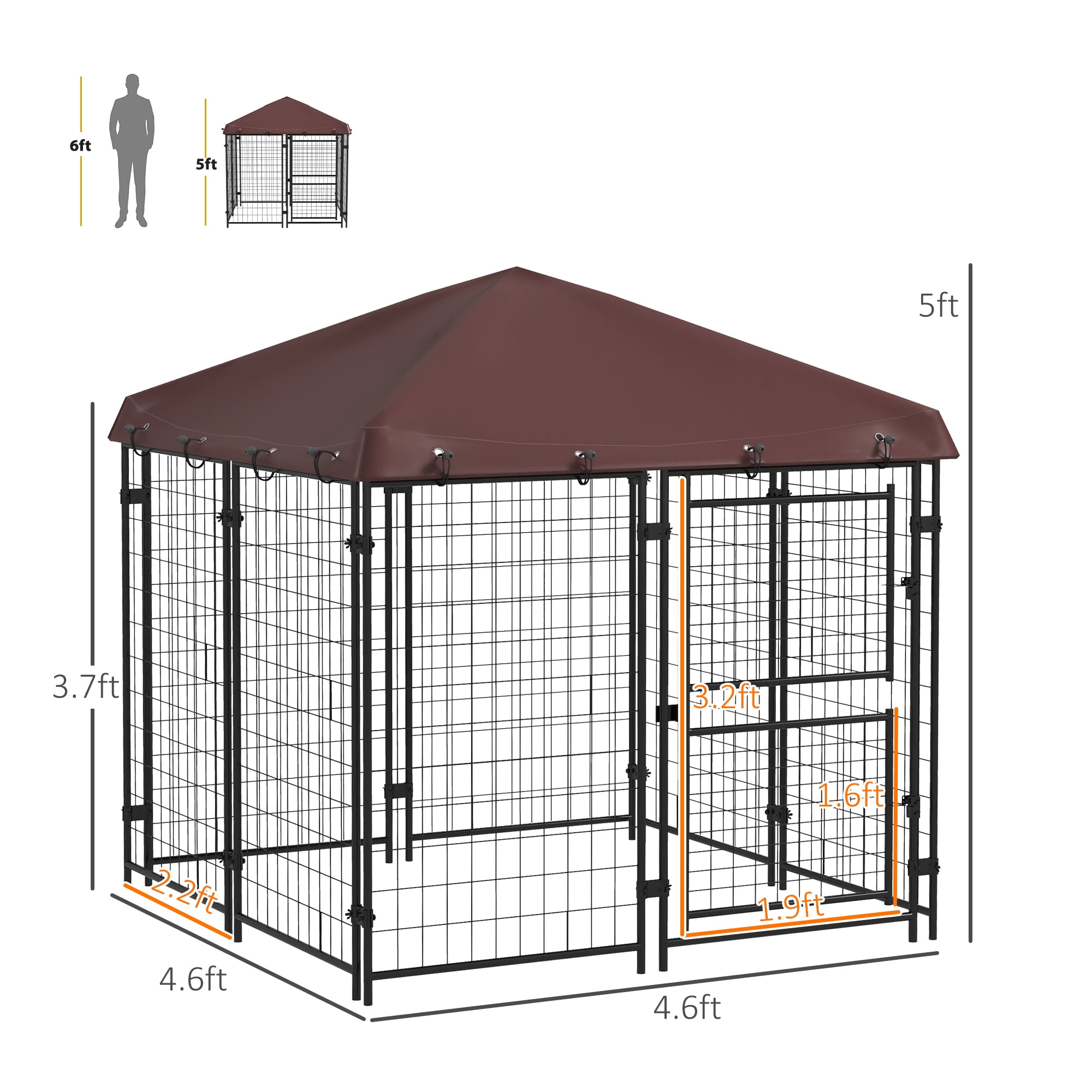 Luxvie Dog Kennel Outdoor with Waterproof Cover, Dog Playpen for Small and Medium-Sized Dogs with Two Part Door Design, Brown
