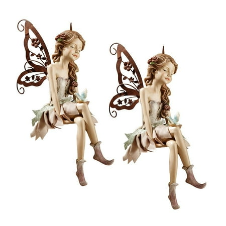 Design Toscano Fannie, the Fairy Sitting Statue: Set of Two