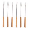 thumbnail image 3 of LEORX Party Cutlery Fondue Forks Wood 6pcs Long Handle Stainless Steel Utensil, 3 of 8