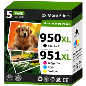 HP 950XL/951XL High Yield Ink Cartridge Combo Pack, Black/Cyan