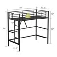 thumbnail image 2 of VECELO Metal Twin Size Loft Bed Frame with Stairs & Full-Length Guardrail, Noise-Free, Black, 2 of 11