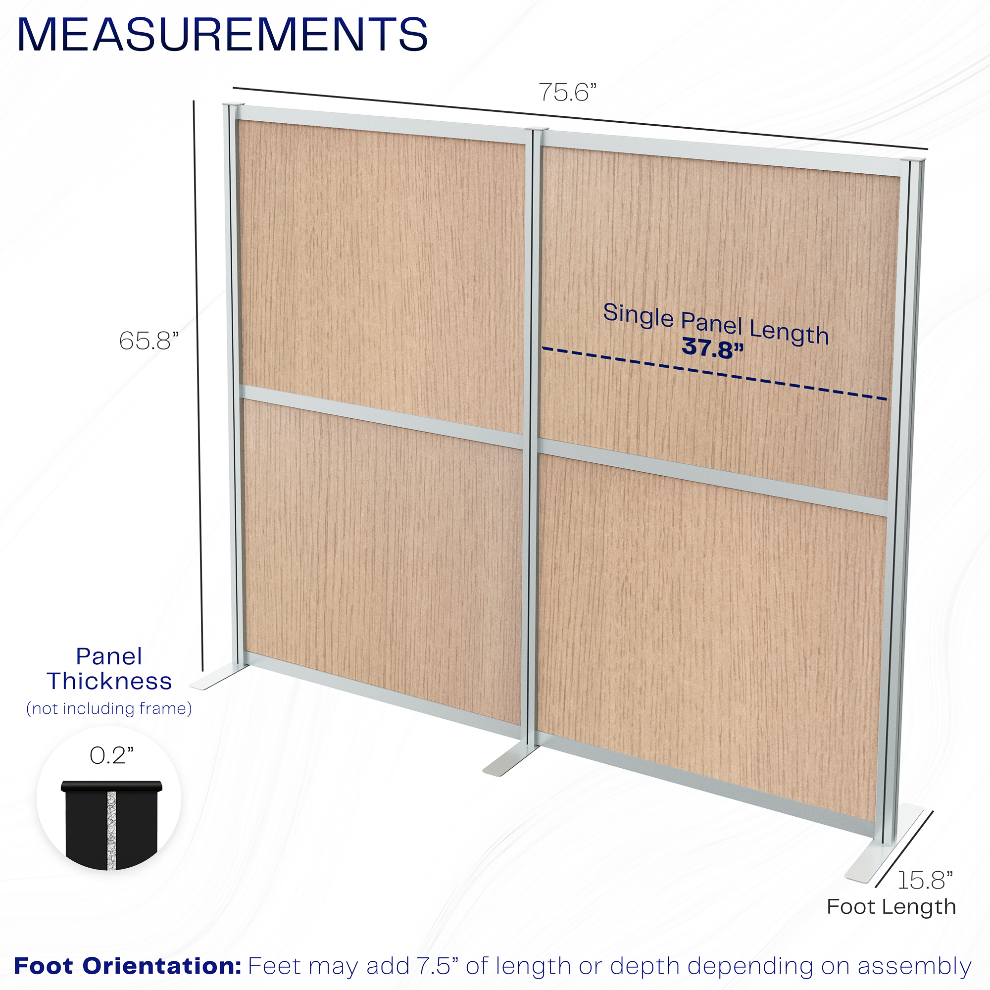 VIVO Modular Wall System, 2 Wood Grain PET Panels, Office Cubicle Dividers
