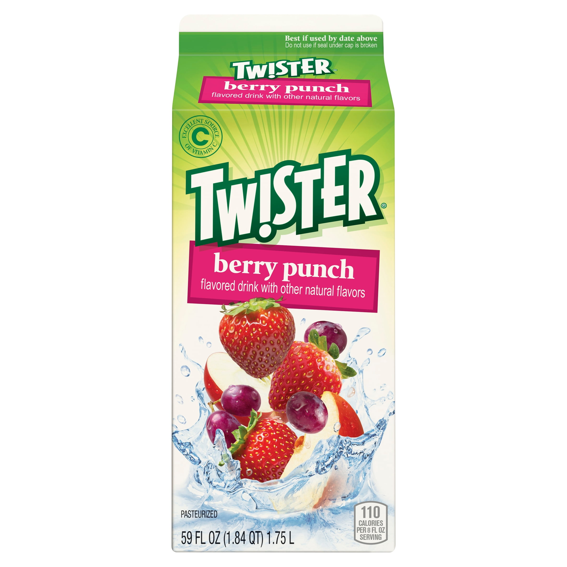 Tropicana Twister Berry Punch Flavored Refreshing Drink, 59 Fluid Ounce, Premium Paper Carton