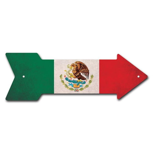 SignMission P-ARROW12-999747 12 x 36 Po Large Drapeau Mexicain 2 Flèche Signe