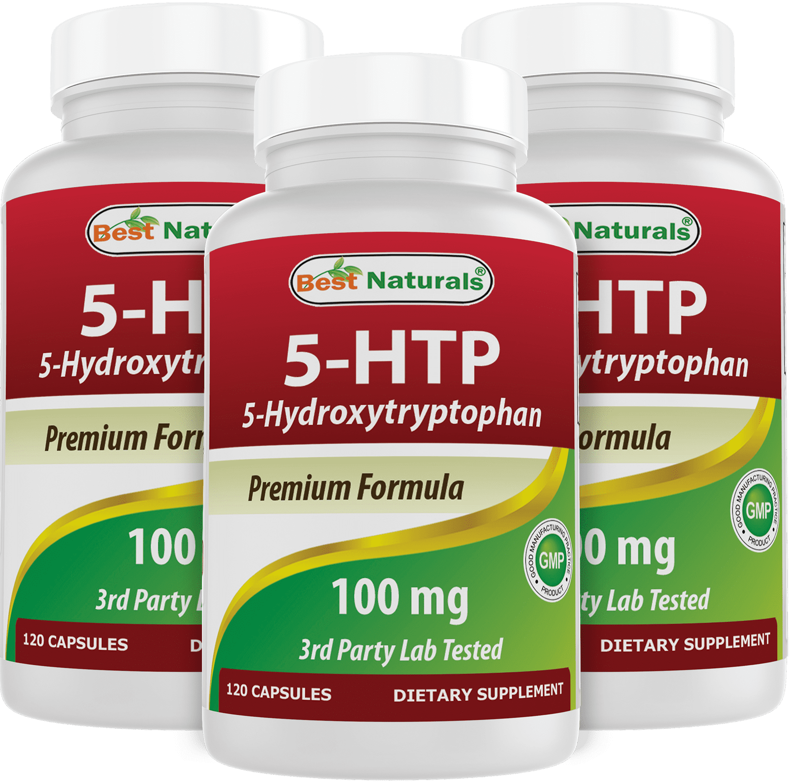3 Pack Best Naturals 5HTP 100 mg 120 Capsules