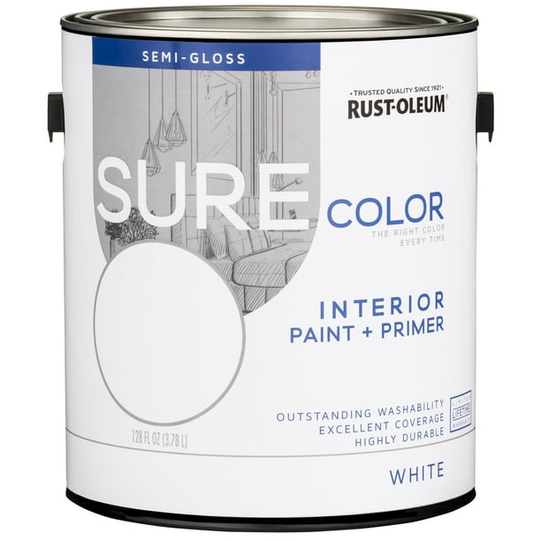 RustOleum Sure Color White, Interior Paint + Primer, SemiGloss Finish