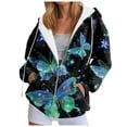 thumbnail image 2 of Kaprioy Womens Zip Up Oversized Hoodie Fall Fashion Clothing Trendy Numerous Butterfly Graphic Clothes Y2K Essentials Hoodie Green, S, 2 of 6