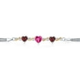 thumbnail image 2 of 925 Silver and 10K Yellow Gold Pink Created Sapphire and Red Garnet and White Lab Grown Diamond Bracelet for Women (3.48 Cttw, September Birthstone, Heart 7MM and 6MM, 6.5/7/7.5 inch, Made in Italy), 2 of 5
