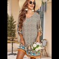 thumbnail image 4 of Vestido Informal de Verano para Mujer, Estilo Bohemio, con Borlas y Cuello Anudado, Larga 3/4, Estampado Floral Corto Albaricoque XL, 4 of 8