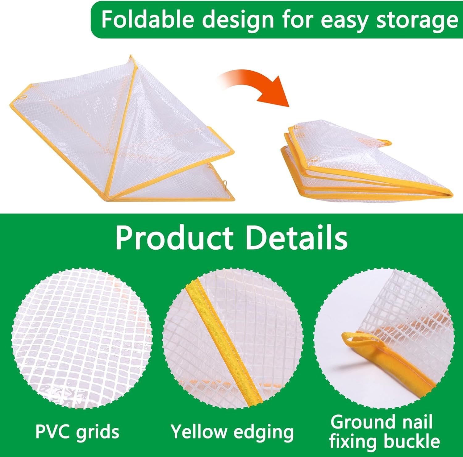 Foldable Plant Protection Hood Cover, PVC Frost Shield, Greenhouse Growing Tent, with Ground Nails for Garden Raised Bed, Winter Frost Proof Cloche