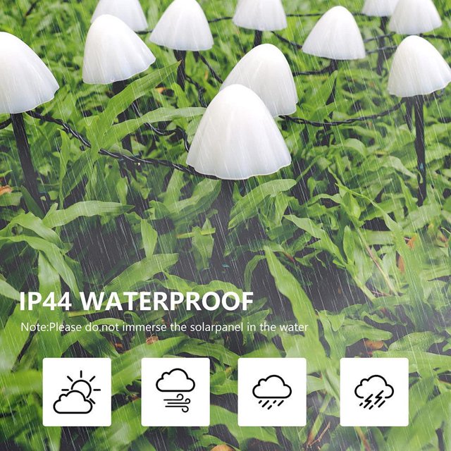 LED Light Waterproof Solar Energy Design Mushroom String Lamp Intelligent Photosensitivity Decorative Lantern No Cable Required No.3