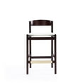 thumbnail image 3 of Home Square 37" Faux Leather Barstool in Ivory & Dark Walnut - Set of 3, 3 of 6