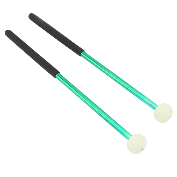 M Buder 2 Piezas Mazos de Timbales Cabeza de Fieltro de Lana Suave Mango de Goma Antideslizante Aleación Verde