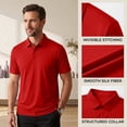 thumbnail image 5 of Domzest Men's Polo Shirts Short Sleeve Moisture Wicking Dry Golf Shirt Solid Casual Shirts for Casual Athletic Business Red XL, 5 of 9