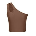 thumbnail image 5 of GigrtiJin Womens Sleeveless One Shoulder Crop Top Slim Short Open Casual Fashion Solid Color Bottom Tops Blouses, 5 of 6