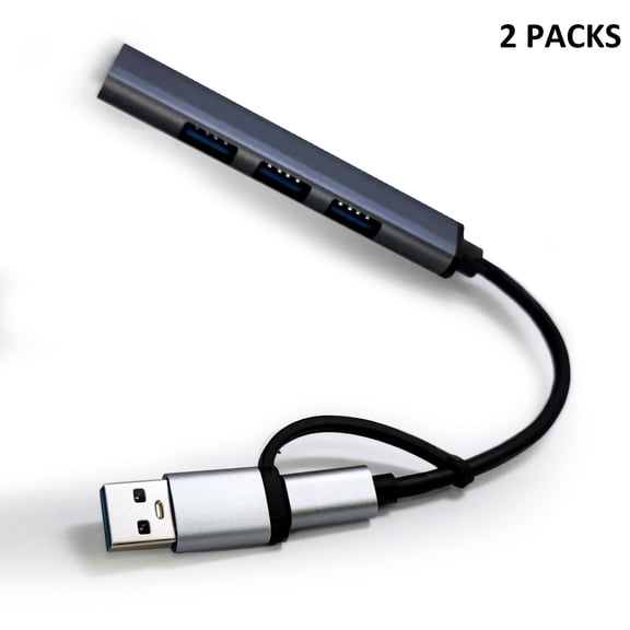 2 Pack 4-in-1 USB-A/USB-C Laptop Docking Station, Multiport Adapter, 4 x USB 3.0, Up to 5Gps Data Transfer