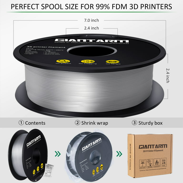 Creality PLA Filament 1.75mm, 3D Printer Filament, 1.0kg (2.2lbs) Spool, No  Warp Enhanced Toughness, Dimensional Accuracy ±0.03mm Printing Filament,  for FDM 3D Printers, Grey 