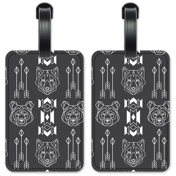 Bear & Wolf - Luggage ID Tags / Suitcase Identification Cards - Set of 2